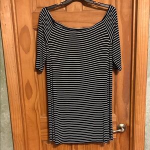 Women’s Old Navy Dress Off The Shoulder 3/4 Sleeve Size XL Black With White